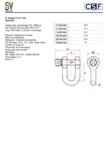 Ankurduse seekel 12mm 1/2" HDG