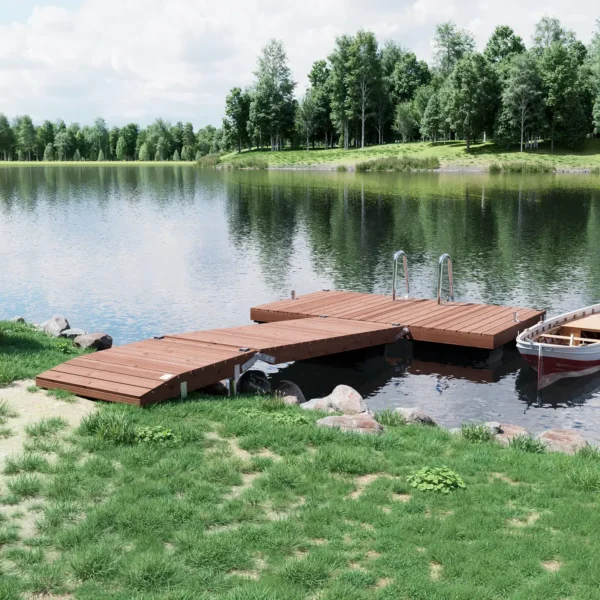 CUUT 153-3 ujuvsild käigusillaga – 2,0×3,5 m pontoonsild puidust laudisega