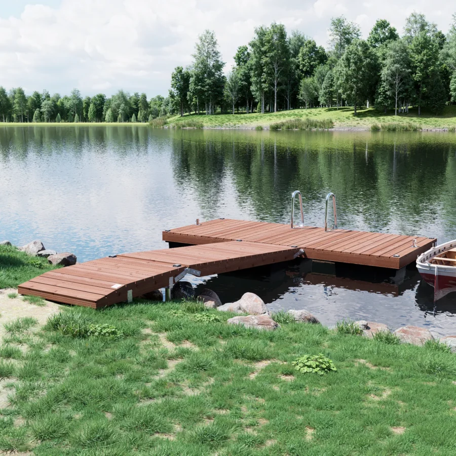 CUUT 154-3 ujuvsild käigusillaga – 2,0×4,5 m pontoonsild puidust laudisega
