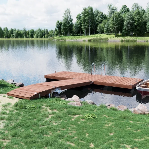 CUUT 155-3 ujuvsild käigusillaga – 2,0×5,5 m pontoonsild puidust laudisega