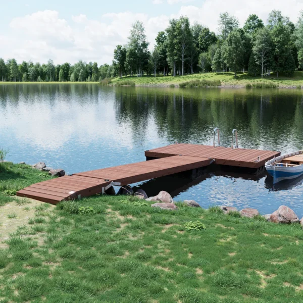 CUUT 244-5 ujuvsild käigusillaga – 2,4×4,0 m pontoonsild puidust laudisega