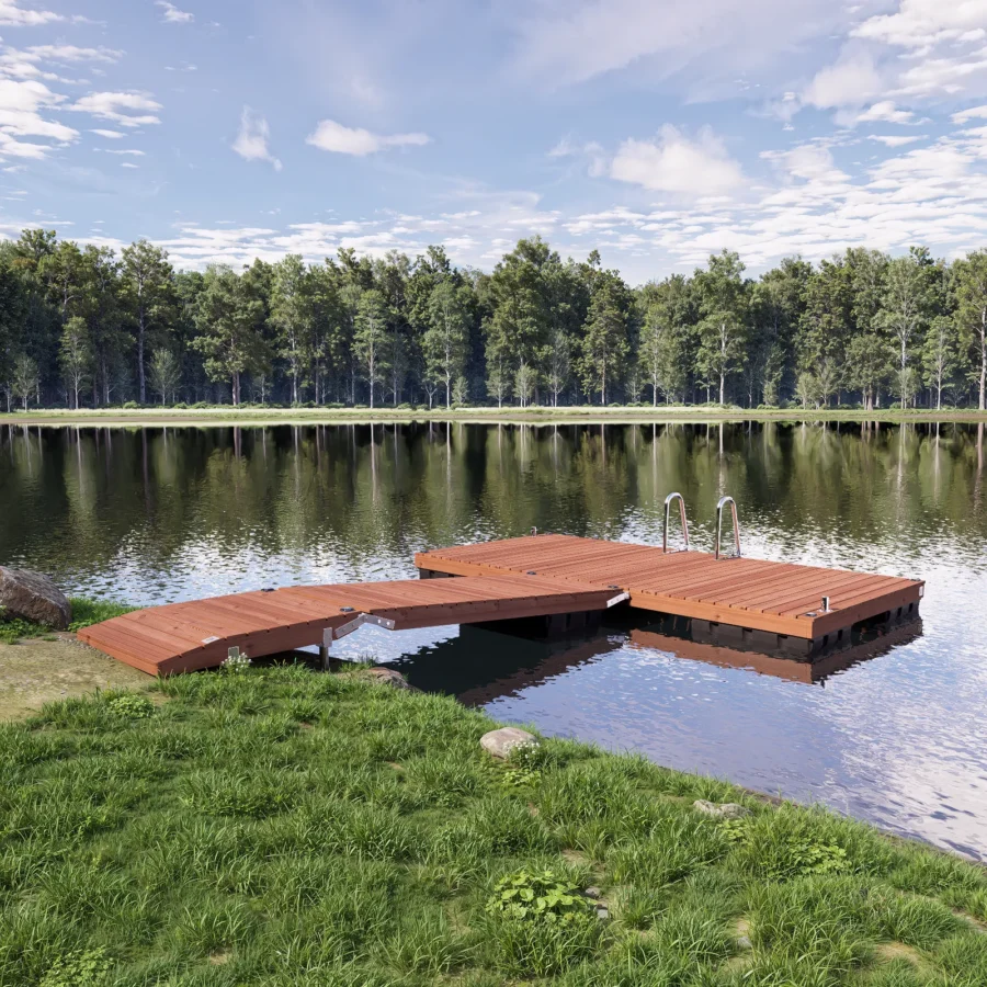 CUUT 245-3 ujuvsild käigusillaga – 2,4×5,0 m pontoonsild puidust laudisega